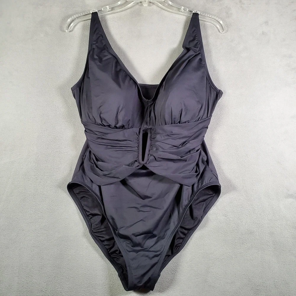Bleu by Rod Beattie Swimsuit Womens 16W Black Molded Cup One Piece Beach NEW‎